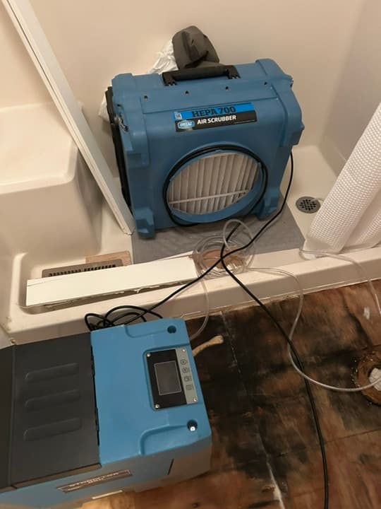 HEPA Air Scrubber Equipment in Bathroom